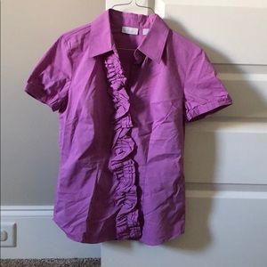 New York & Company Ruffle Button-up